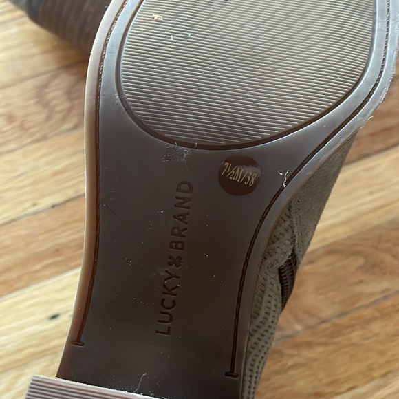 Lucky Brand Pickla Booties Shoes Heel Beige - Picture 3 of 5